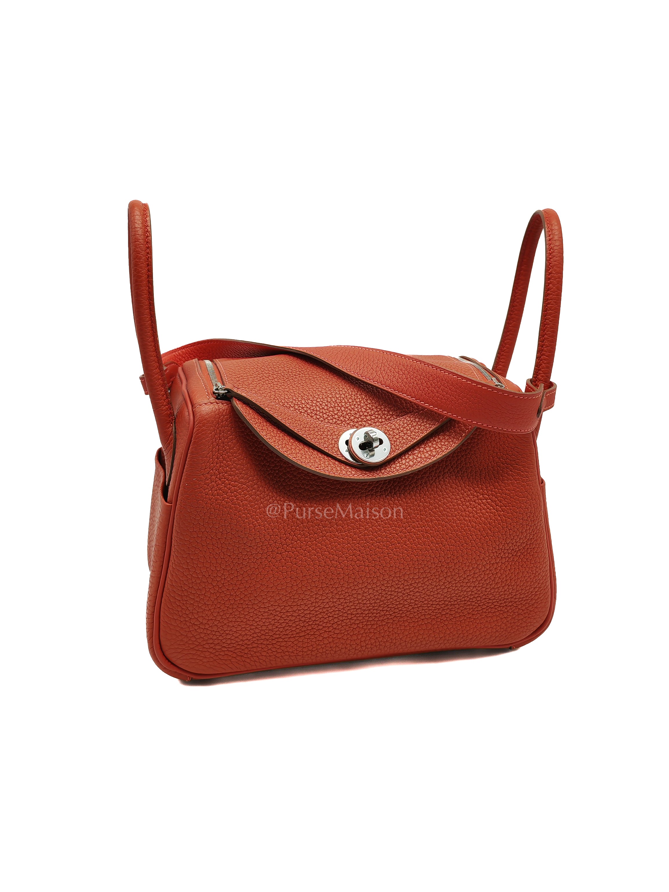 Lindy 26 in Sanguine Clemence Leather and Palladium Hardware Square P (2012) | Purse Maison Luxury Bags Shop