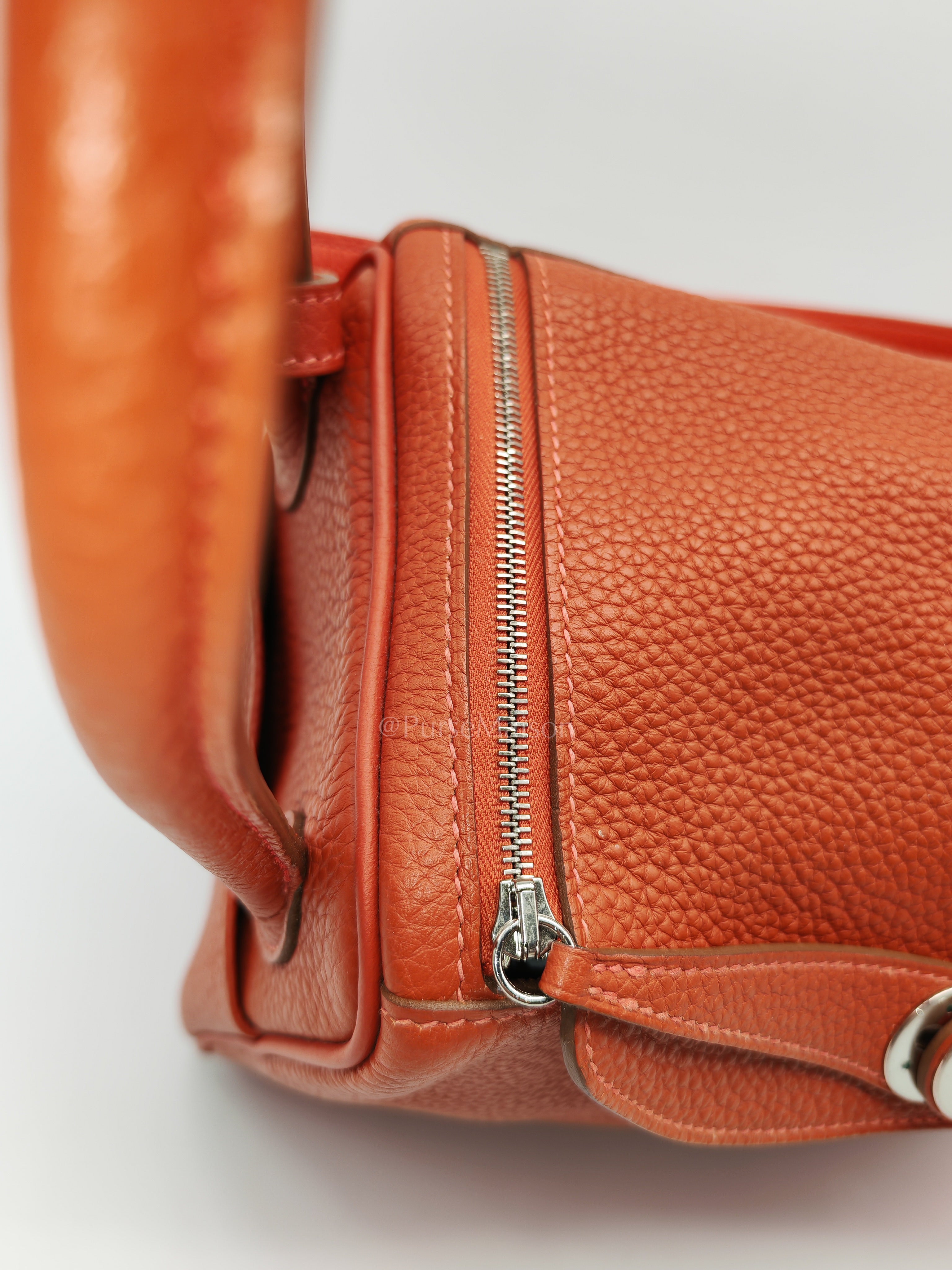 Lindy 26 in Sanguine Clemence Leather and Palladium Hardware Square P (2012) | Purse Maison Luxury Bags Shop