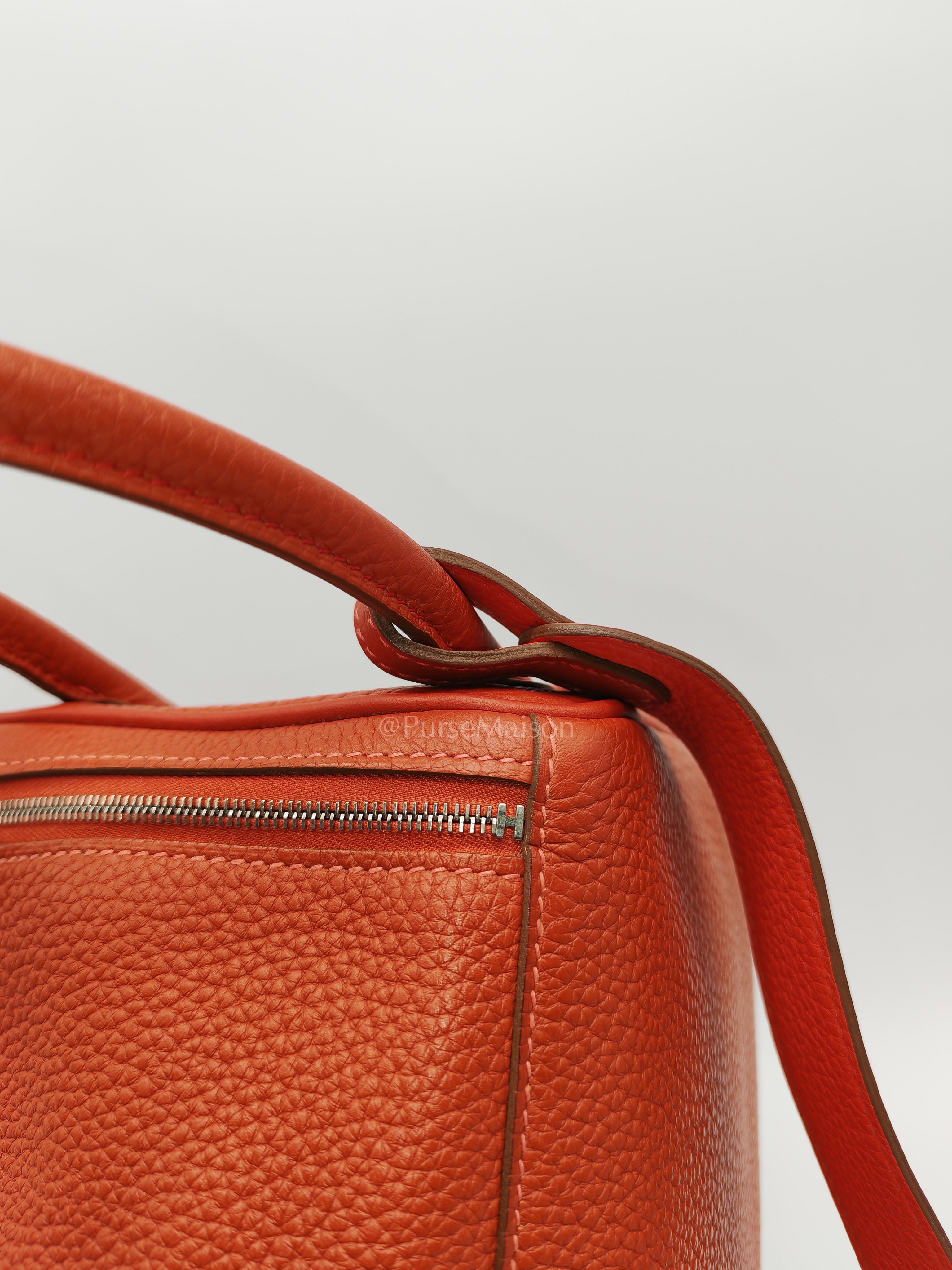 Lindy 26 in Sanguine Clemence Leather and Palladium Hardware Square P (2012) | Purse Maison Luxury Bags Shop