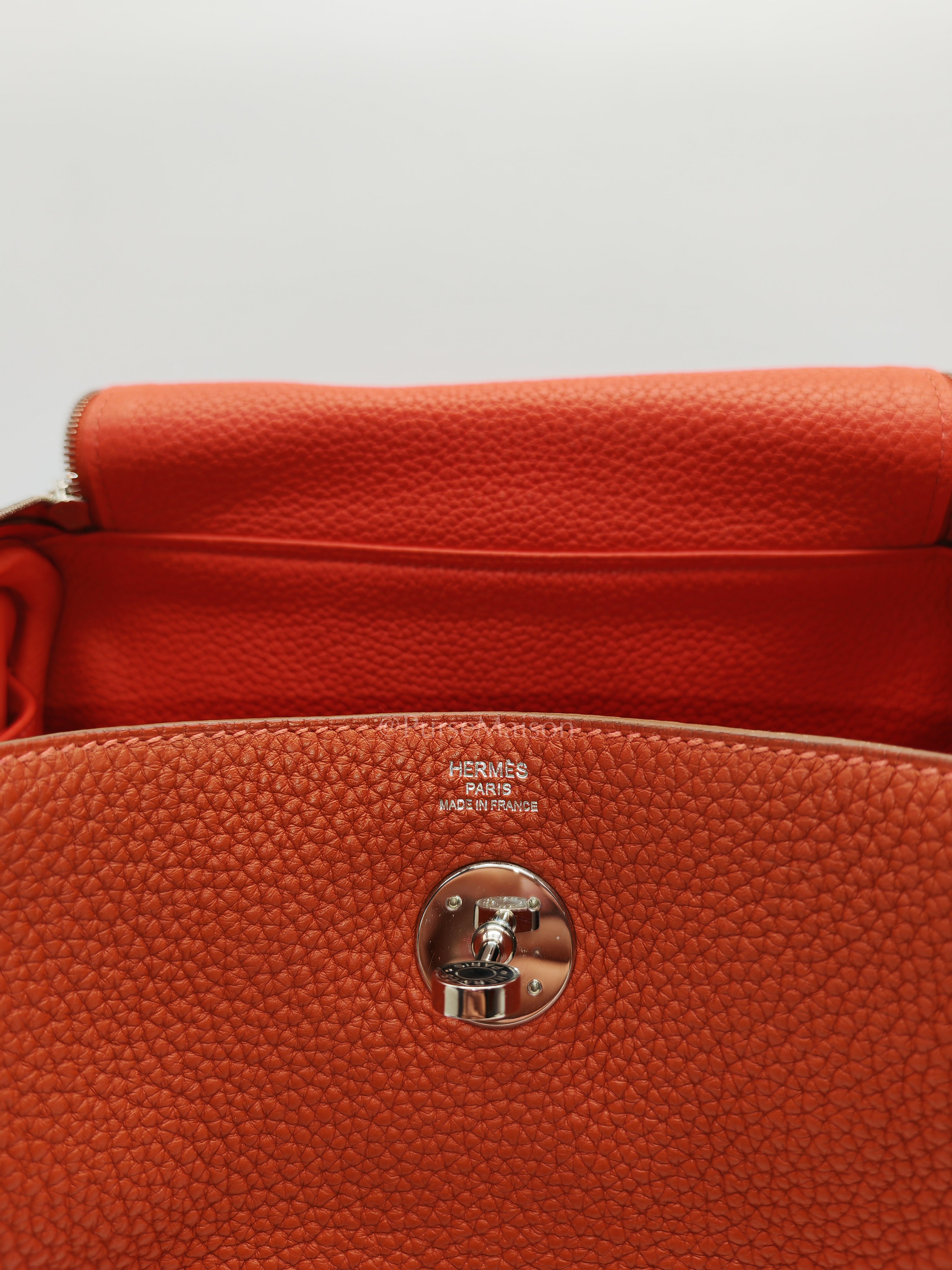 Lindy 26 in Sanguine Clemence Leather and Palladium Hardware Square P (2012) | Purse Maison Luxury Bags Shop