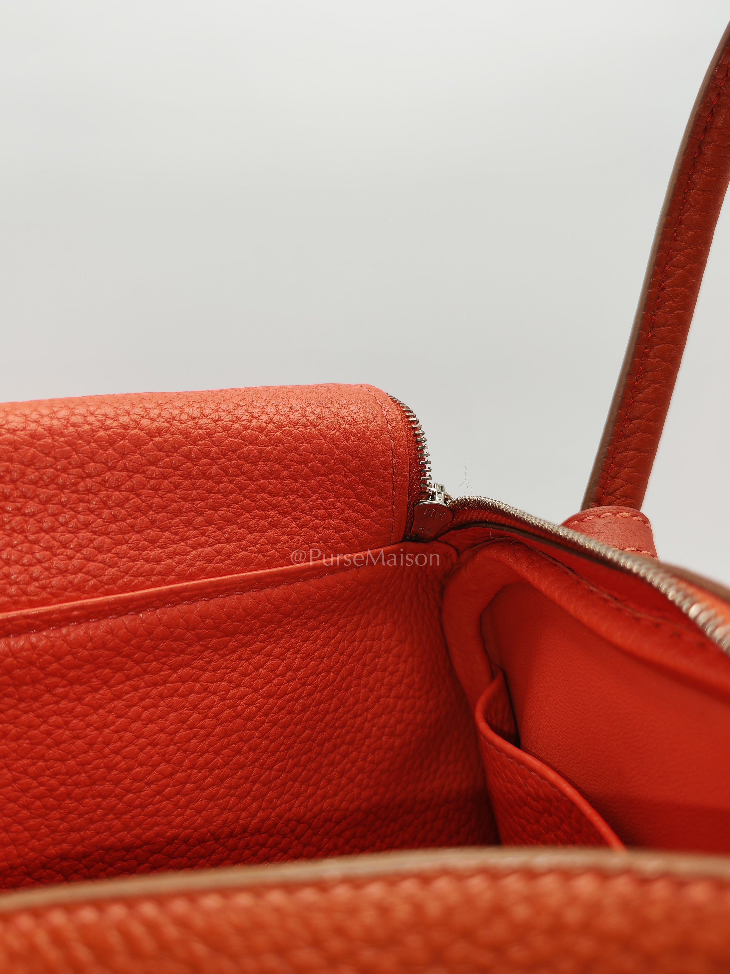 Lindy 26 in Sanguine Clemence Leather and Palladium Hardware Square P (2012) | Purse Maison Luxury Bags Shop