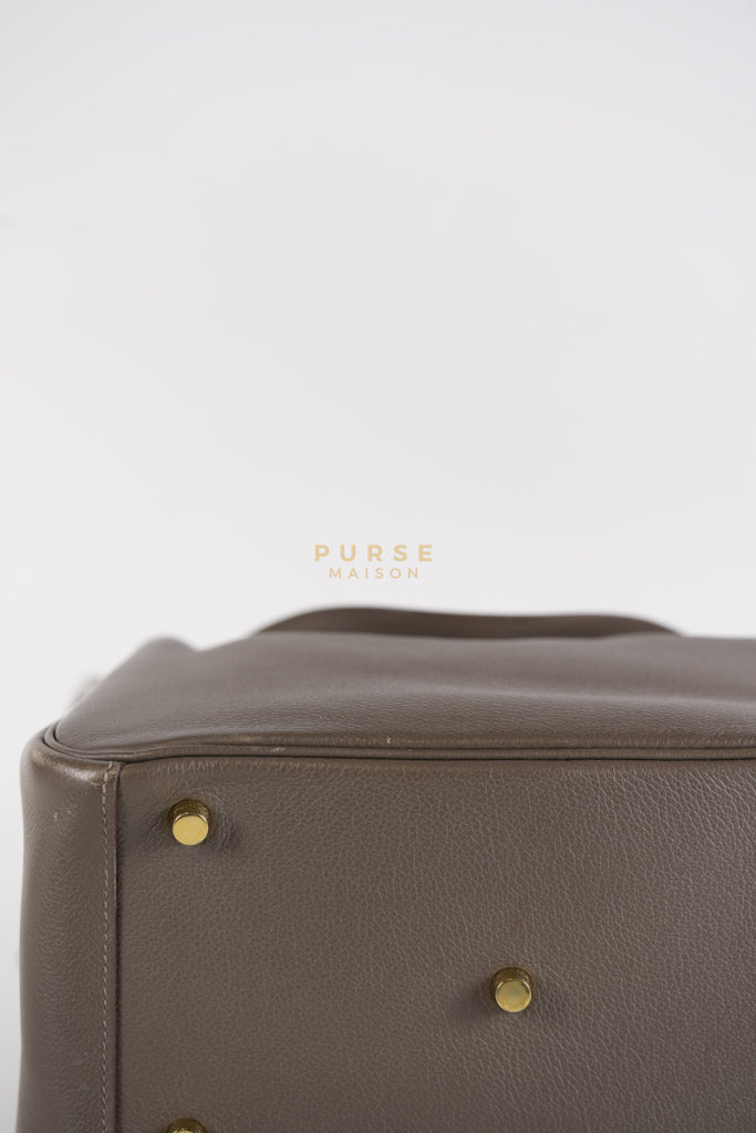 Lindy 26 in Taupe Evercolor Leather & Gold Hardware Stamp Z (2021) | Purse Maison Luxury Bags Shop