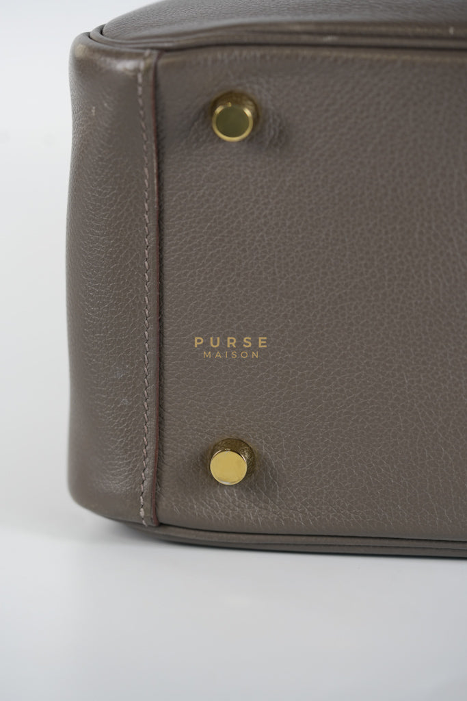 Lindy 26 in Taupe Evercolor Leather & Gold Hardware Stamp Z (2021) | Purse Maison Luxury Bags Shop