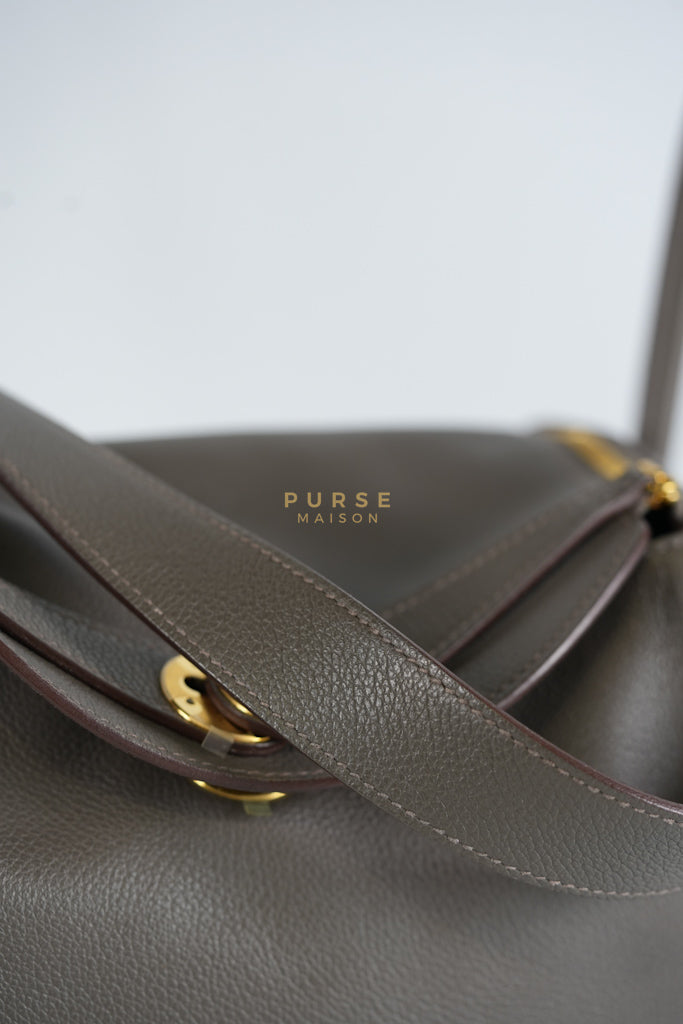 Lindy 26 in Taupe Evercolor Leather & Gold Hardware Stamp Z (2021) | Purse Maison Luxury Bags Shop