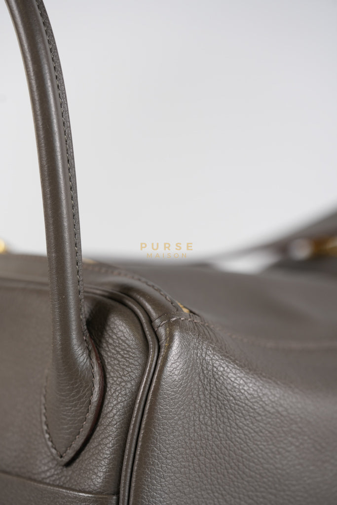 Lindy 26 in Taupe Evercolor Leather & Gold Hardware Stamp Z (2021) | Purse Maison Luxury Bags Shop