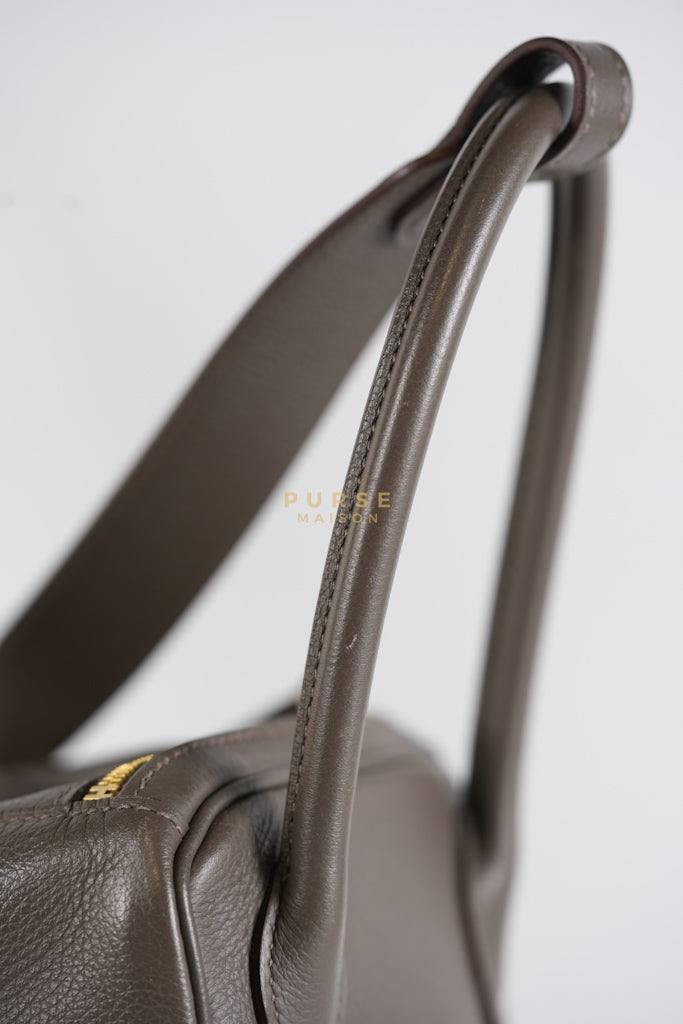 Lindy 26 in Taupe Evercolor Leather & Gold Hardware Stamp Z (2021) | Purse Maison Luxury Bags Shop