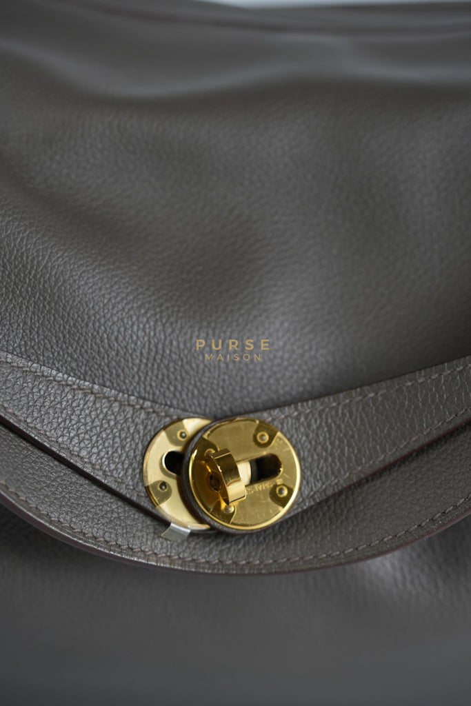 Lindy 26 in Taupe Evercolor Leather & Gold Hardware Stamp Z (2021) | Purse Maison Luxury Bags Shop