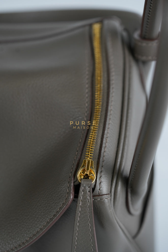 Lindy 26 in Taupe Evercolor Leather & Gold Hardware Stamp Z (2021) | Purse Maison Luxury Bags Shop