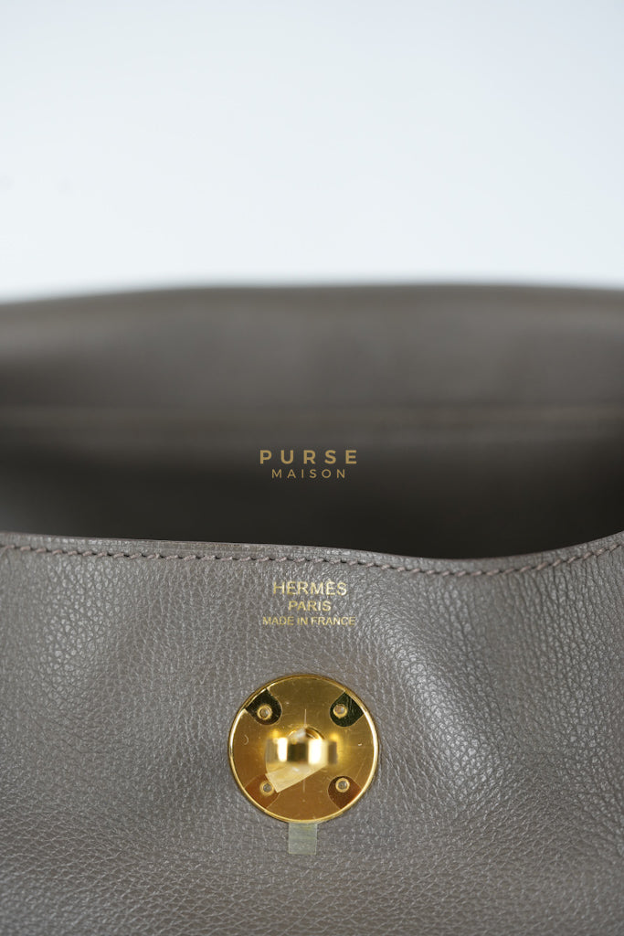 Lindy 26 in Taupe Evercolor Leather & Gold Hardware Stamp Z (2021) | Purse Maison Luxury Bags Shop