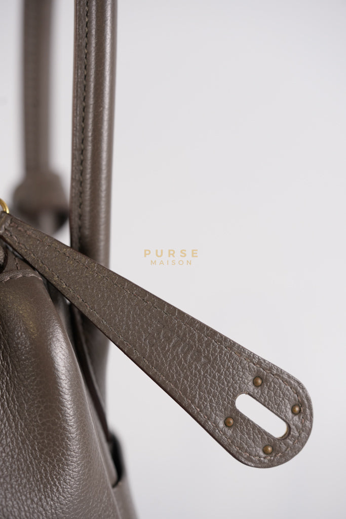 Lindy 26 in Taupe Evercolor Leather & Gold Hardware Stamp Z (2021) | Purse Maison Luxury Bags Shop