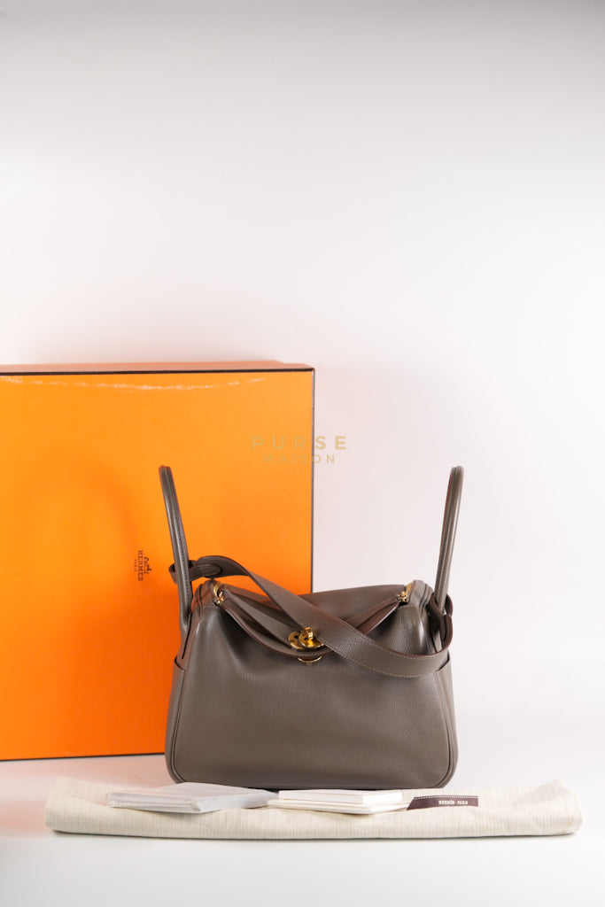 Lindy 26 in Taupe Evercolor Leather & Gold Hardware Stamp Z (2021) | Purse Maison Luxury Bags Shop