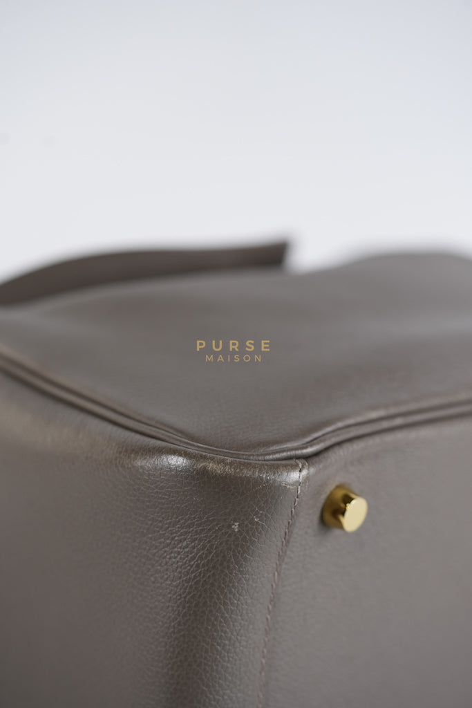 Lindy 26 in Taupe Evercolor Leather & Gold Hardware Stamp Z (2021) | Purse Maison Luxury Bags Shop