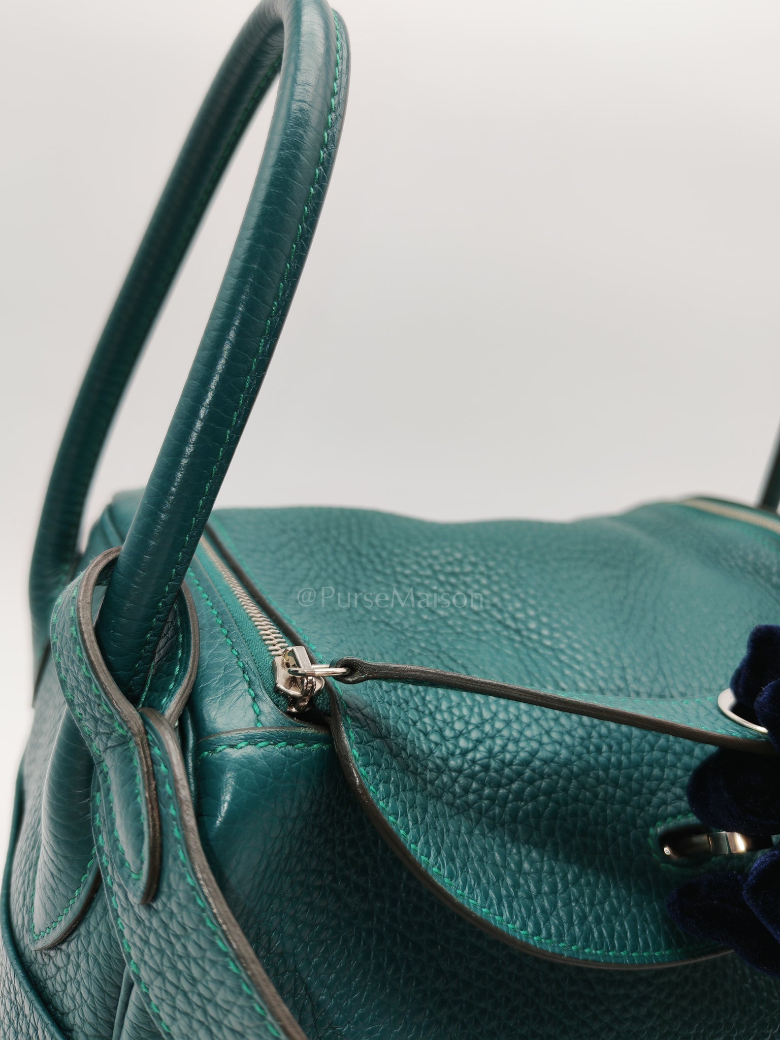 Lindy 26 Malachite Green Clemence Leather and Palladium Hardware Stamp A (2017) | Purse Maison Luxury Bags Shop