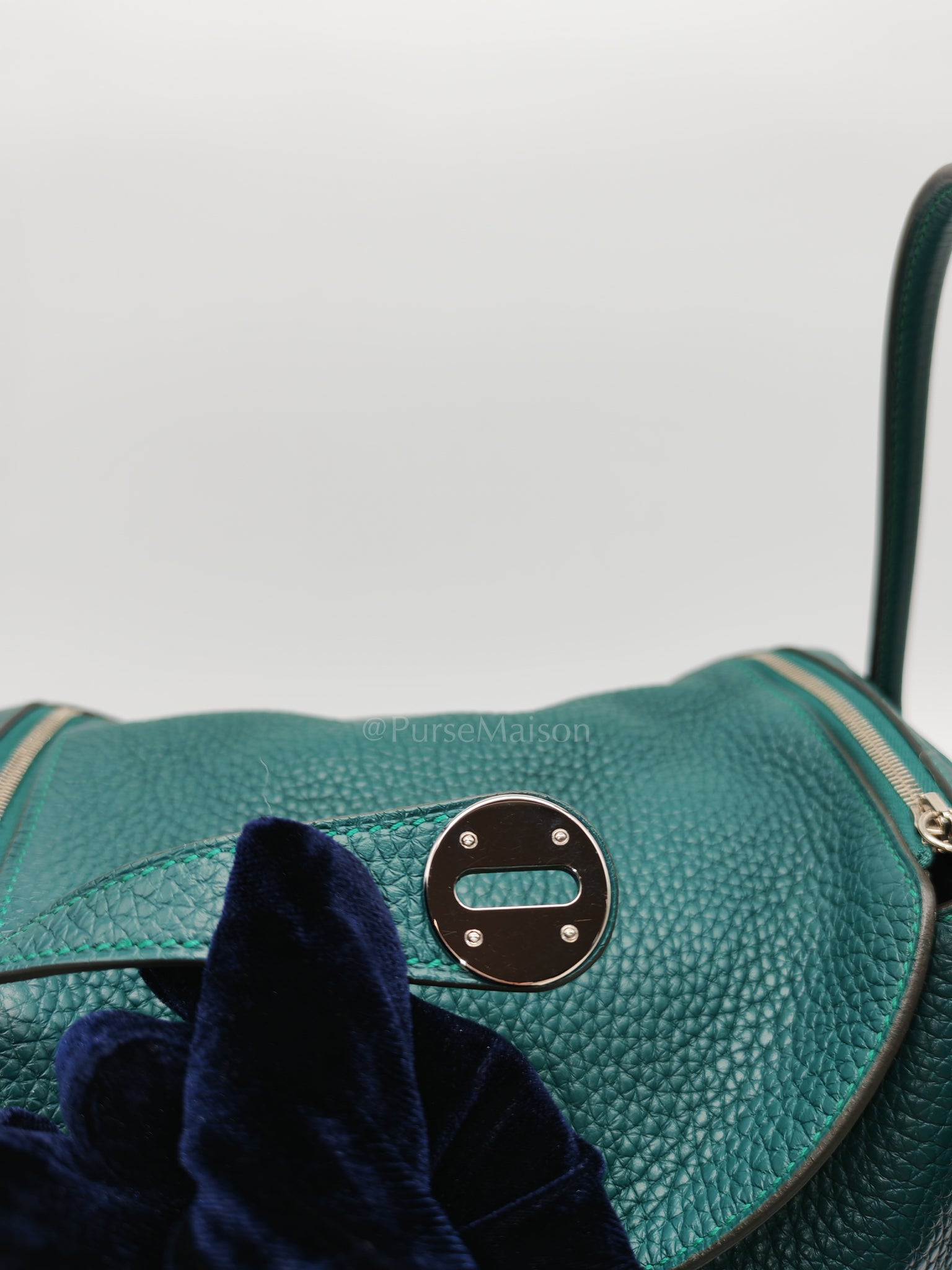 Lindy 26 Malachite Green Clemence Leather and Palladium Hardware Stamp A (2017) | Purse Maison Luxury Bags Shop