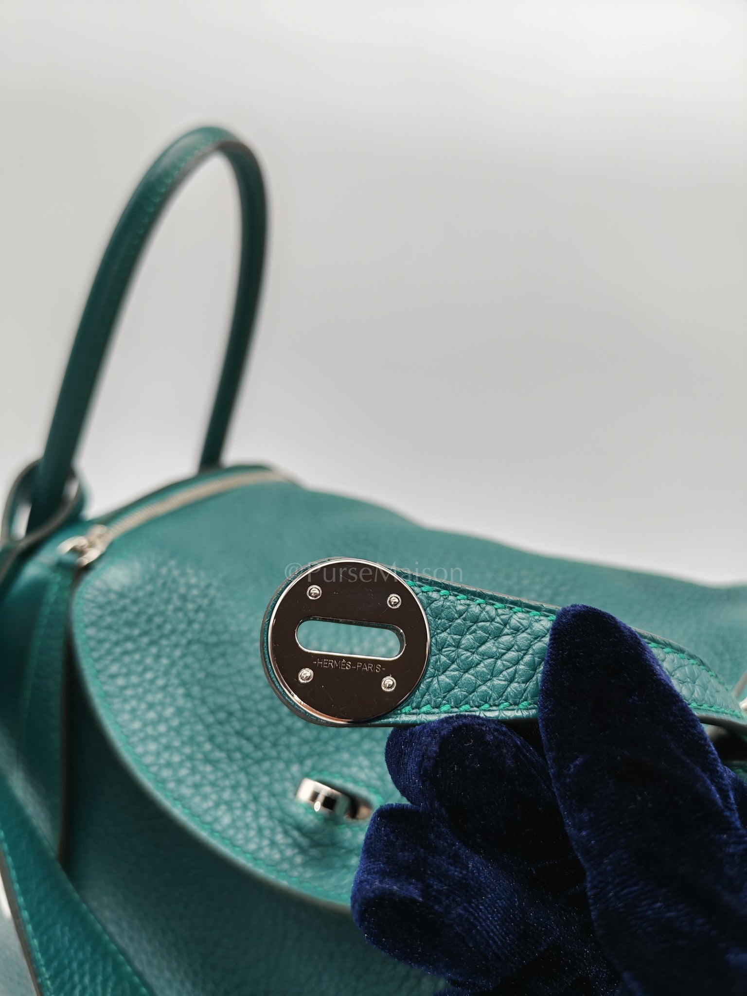 Lindy 26 Malachite Green Clemence Leather and Palladium Hardware Stamp A (2017) | Purse Maison Luxury Bags Shop