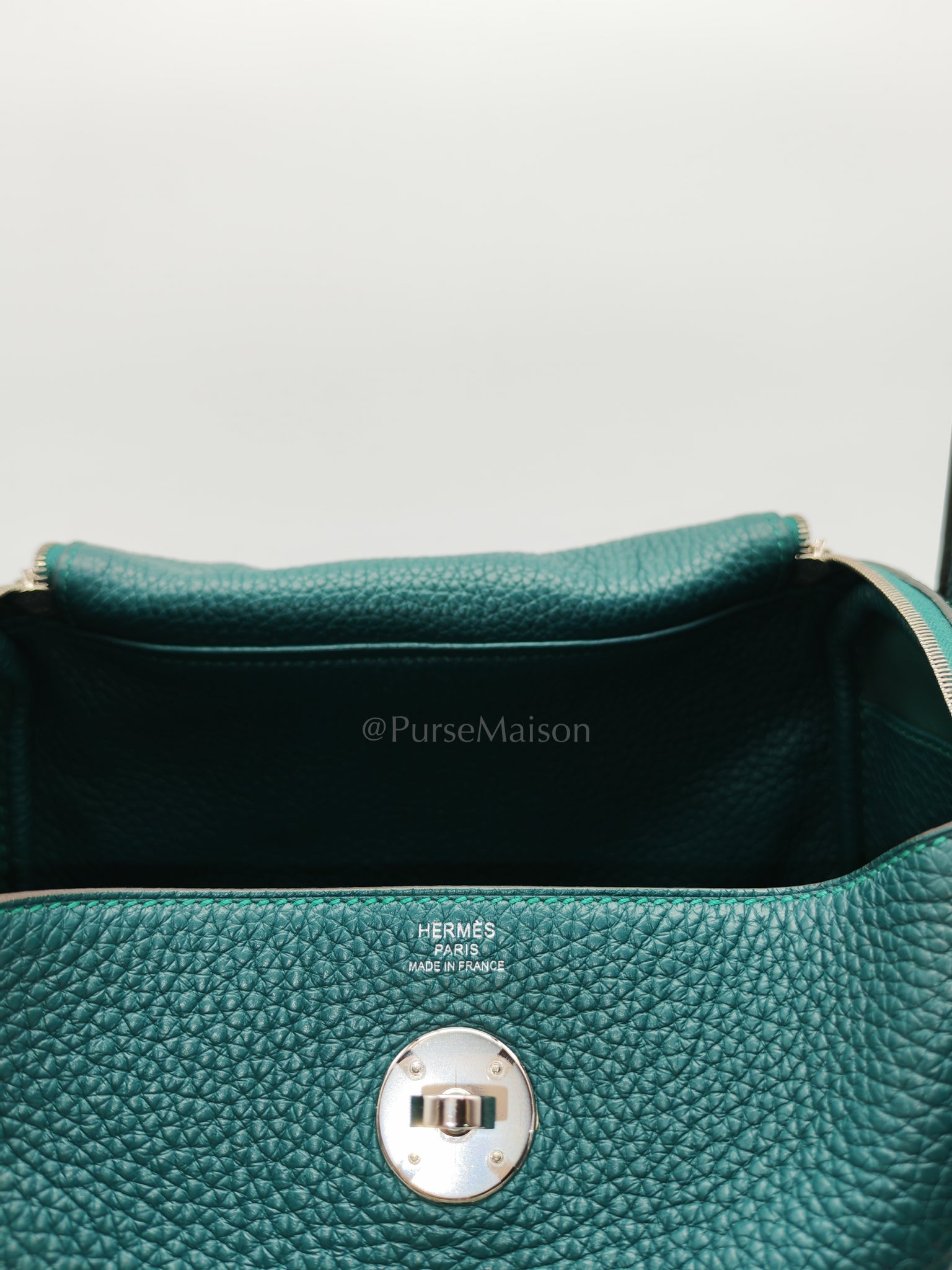 Lindy 26 Malachite Green Clemence Leather and Palladium Hardware Stamp A (2017) | Purse Maison Luxury Bags Shop