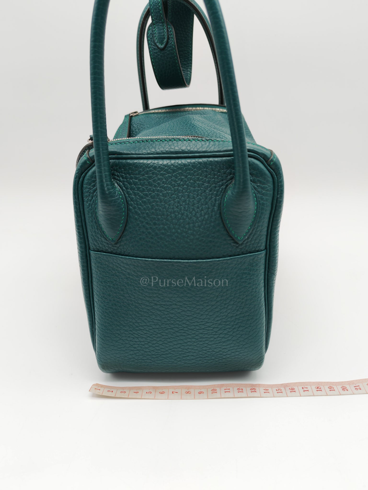 Lindy 26 Malachite Green Clemence Leather and Palladium Hardware Stamp A (2017) | Purse Maison Luxury Bags Shop