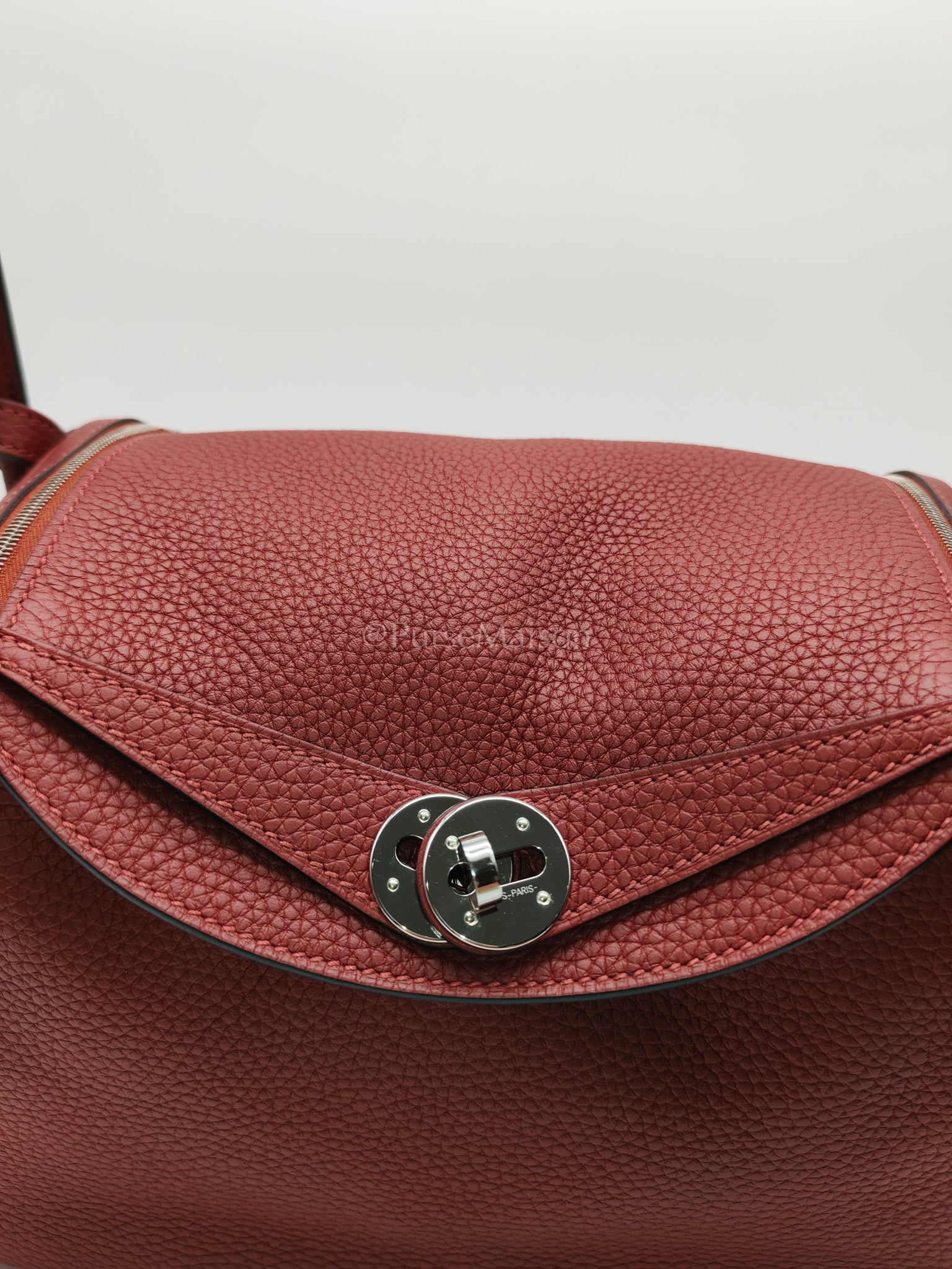 Lindy 26 Rouge H Clemence in Palladium Hardware Stamp W(2024) | Purse Maison Luxury Bags Shop