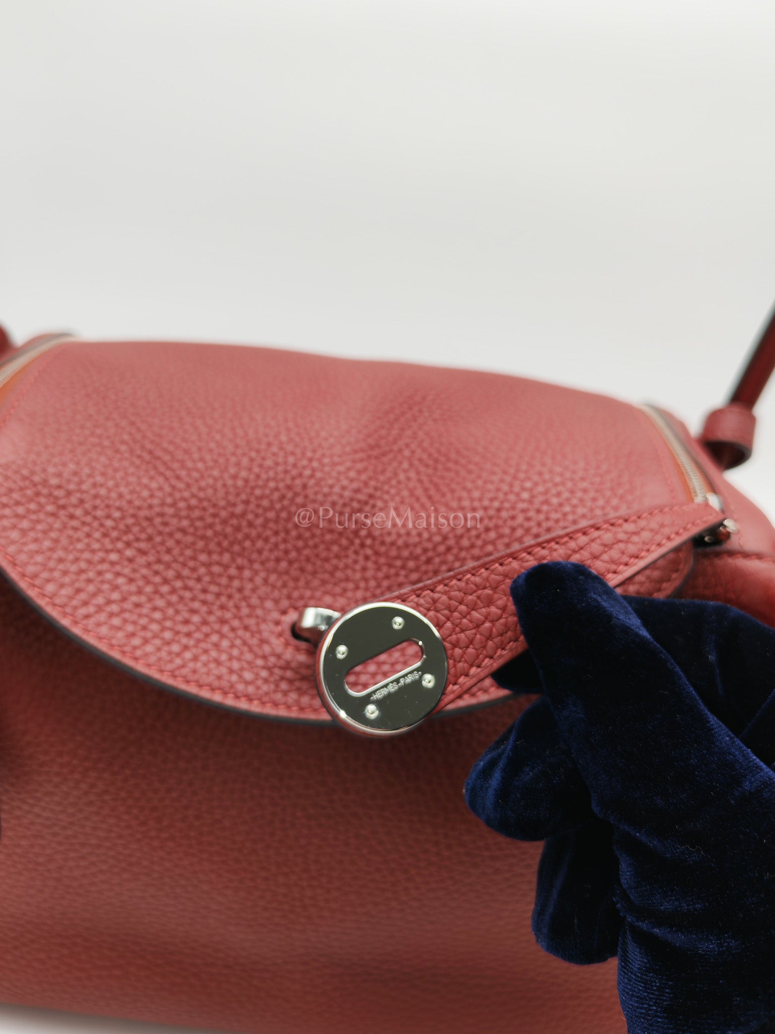 Lindy 26 Rouge H Clemence in Palladium Hardware Stamp W(2024) | Purse Maison Luxury Bags Shop