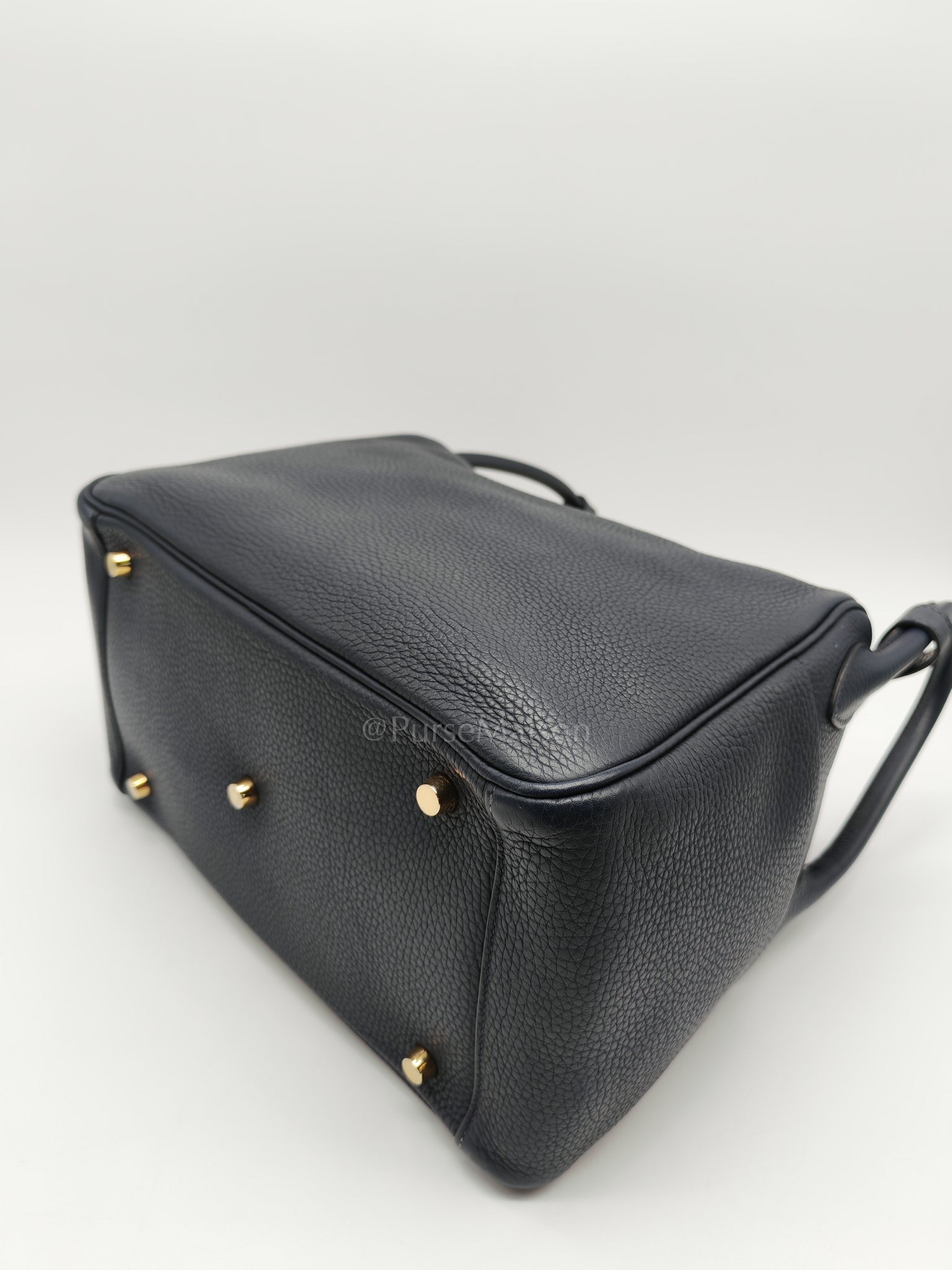 Lindy 30 Blue Nuit Clemence Leather in Gold Hardware Stamp X(2016) | Purse Maison Luxury Bags Shop