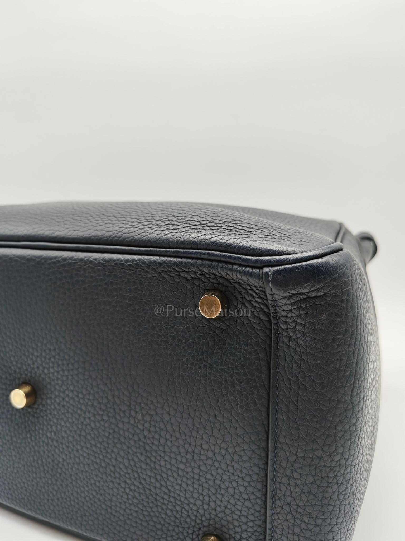 Lindy 30 Blue Nuit Clemence Leather in Gold Hardware Stamp X(2016) | Purse Maison Luxury Bags Shop
