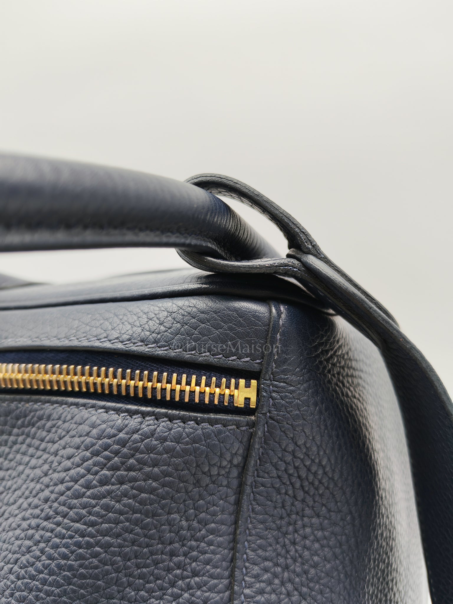 Lindy 30 Blue Nuit Clemence Leather in Gold Hardware Stamp X(2016) | Purse Maison Luxury Bags Shop