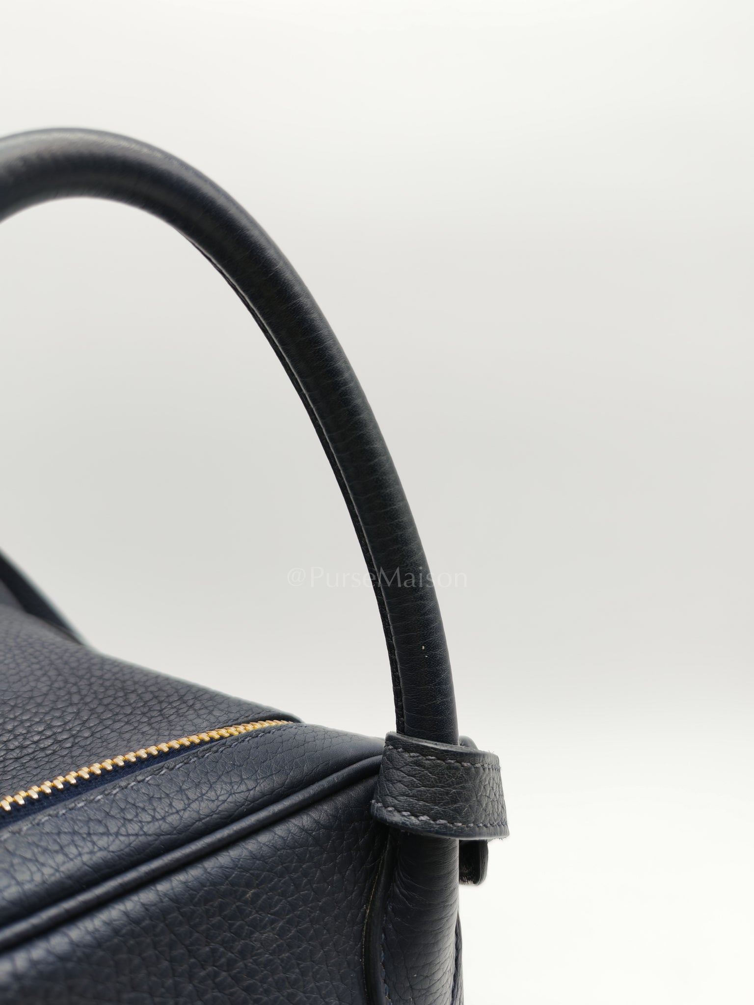 Lindy 30 Blue Nuit Clemence Leather in Gold Hardware Stamp X(2016) | Purse Maison Luxury Bags Shop