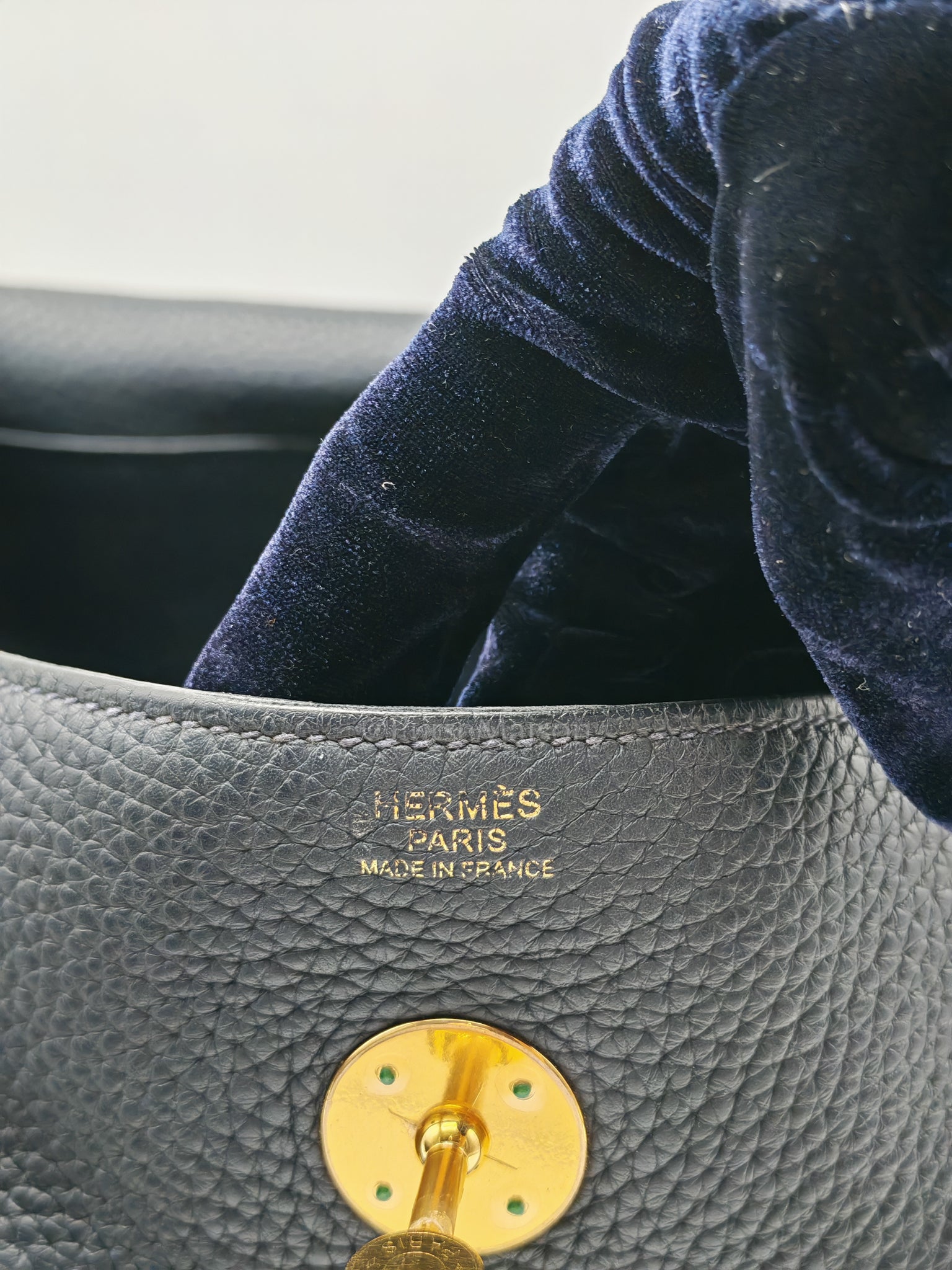 Lindy 30 Blue Nuit Clemence Leather in Gold Hardware Stamp X(2016) | Purse Maison Luxury Bags Shop