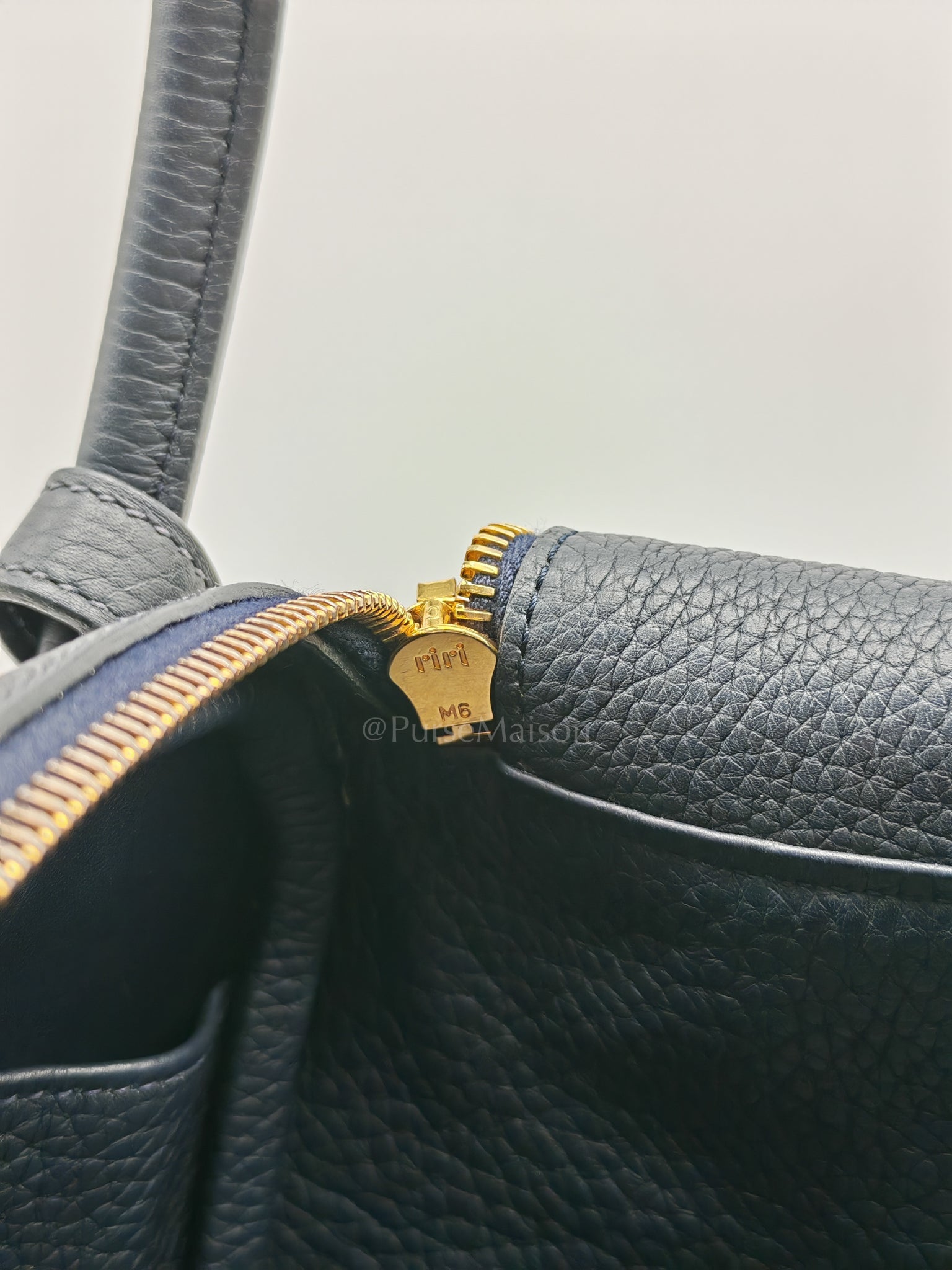 Lindy 30 Blue Nuit Clemence Leather in Gold Hardware Stamp X(2016) | Purse Maison Luxury Bags Shop