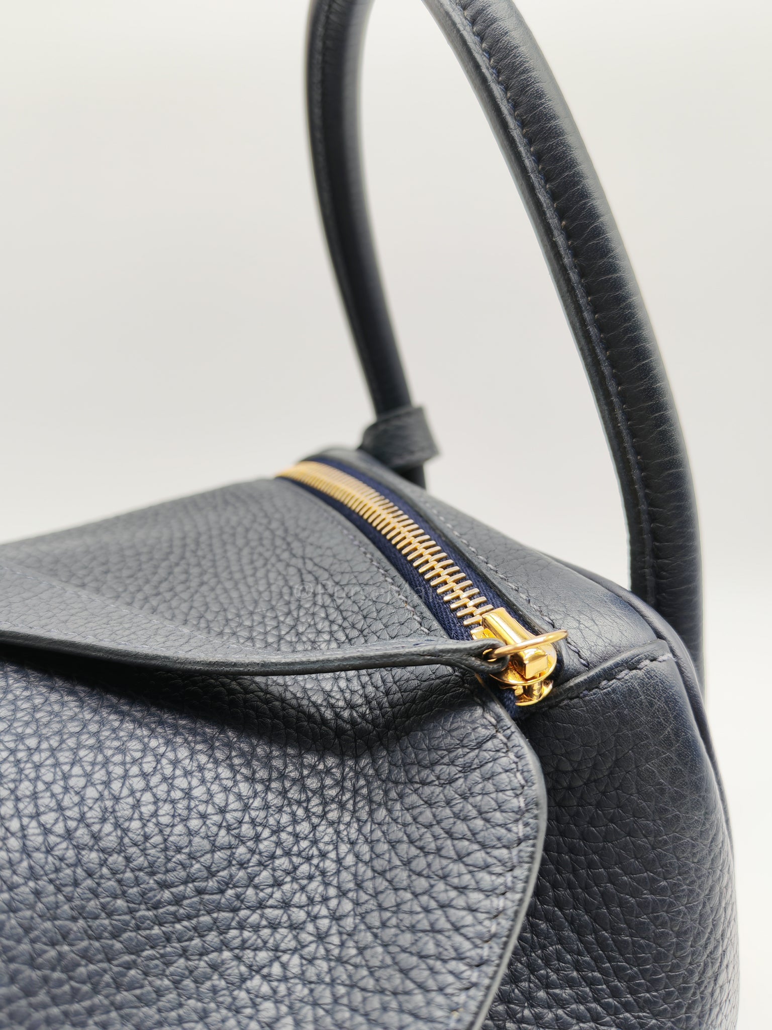 Lindy 30 Blue Nuit Clemence Leather in Gold Hardware Stamp X(2016) | Purse Maison Luxury Bags Shop