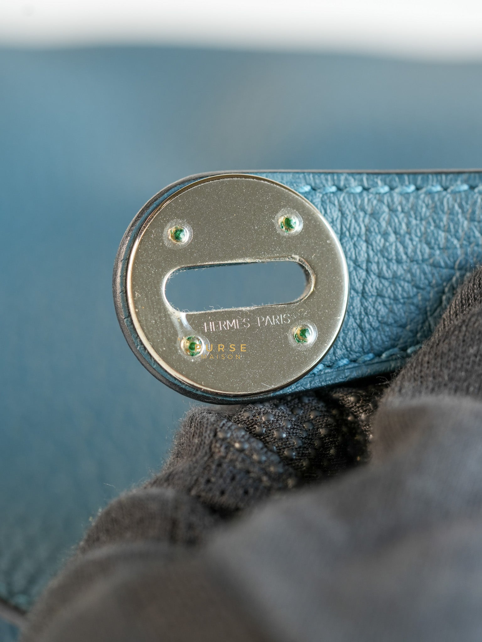 Lindy 30 Cobalt Clemence Leather and Palladium Hardware Stamp A | Purse Maison Luxury Bags Shop