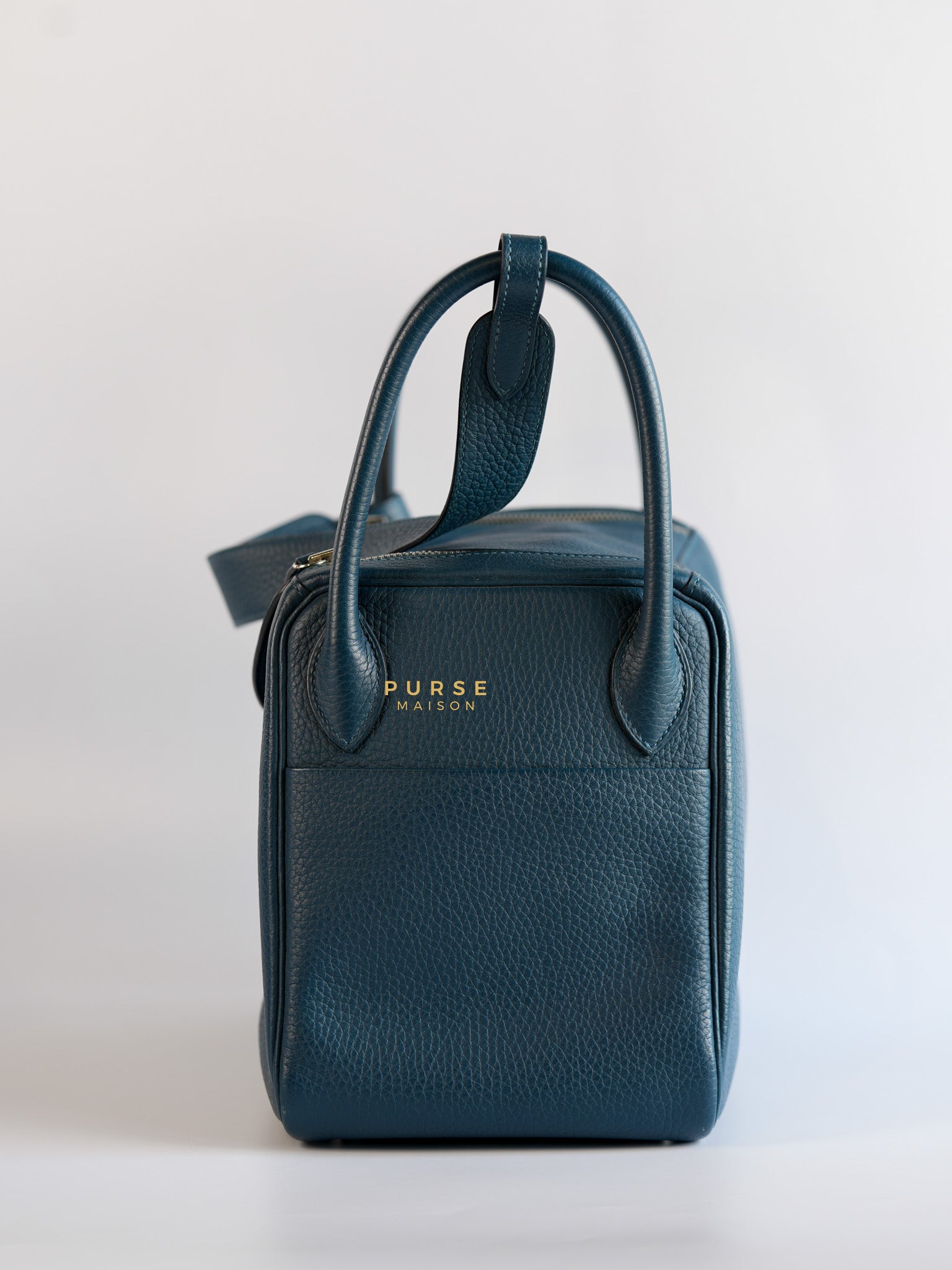 Lindy 30 Cobalt Clemence Leather and Palladium Hardware Stamp A | Purse Maison Luxury Bags Shop