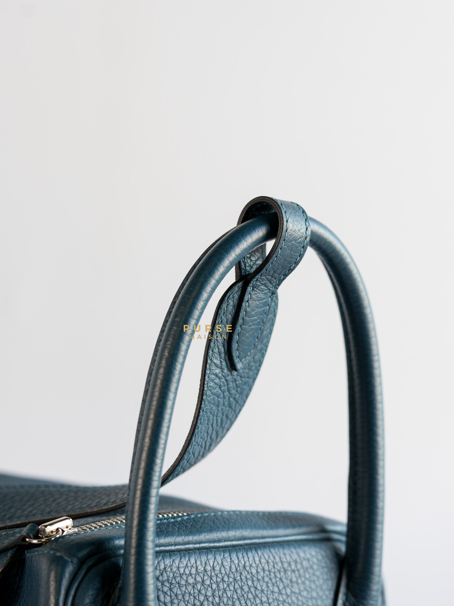 Lindy 30 Cobalt Clemence Leather and Palladium Hardware Stamp A | Purse Maison Luxury Bags Shop