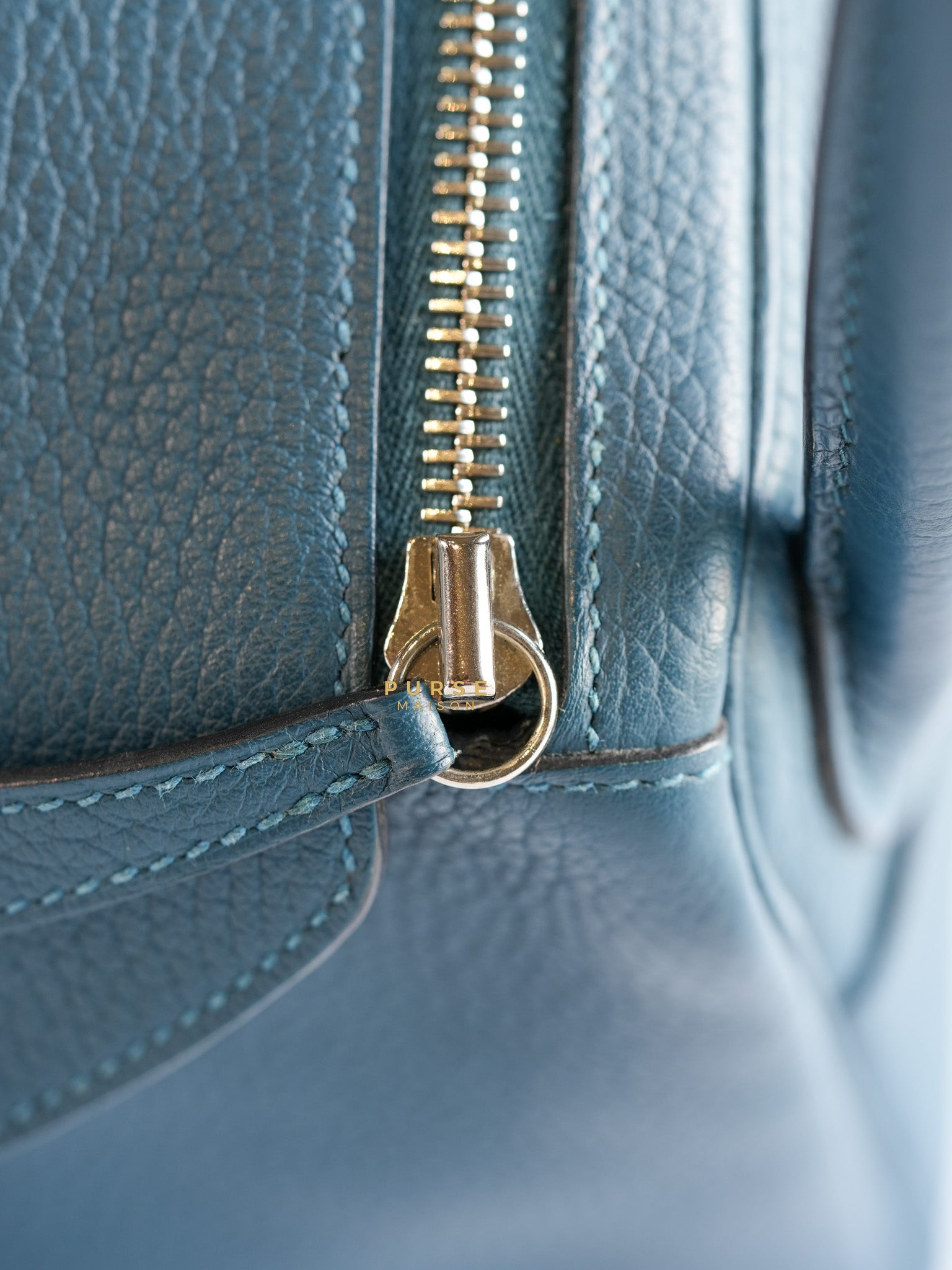 Lindy 30 Cobalt Clemence Leather and Palladium Hardware Stamp A | Purse Maison Luxury Bags Shop