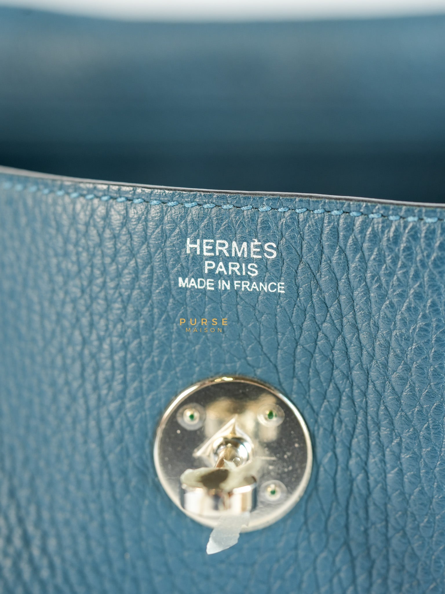 Lindy 30 Cobalt Clemence Leather and Palladium Hardware Stamp A | Purse Maison Luxury Bags Shop