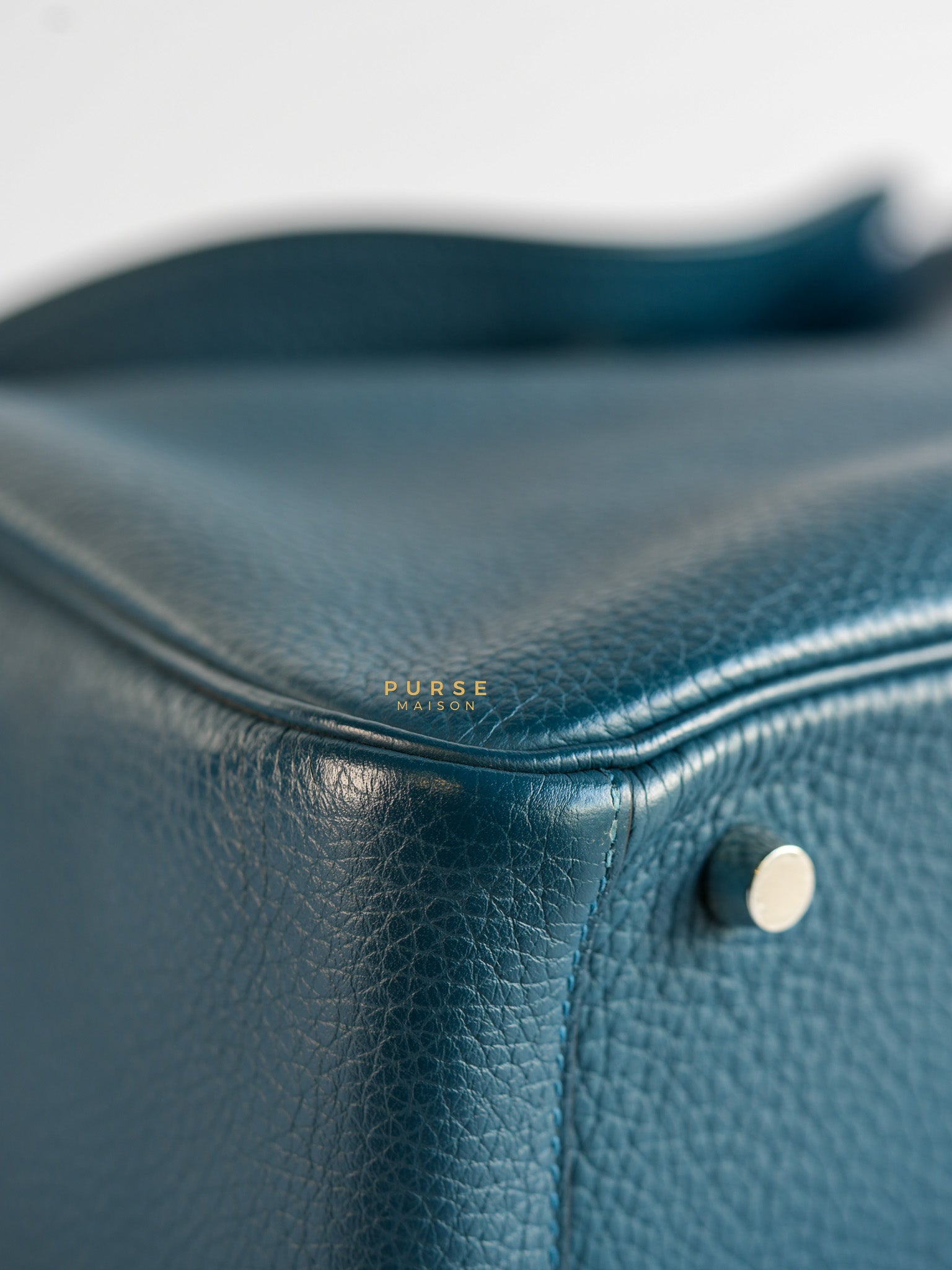 Lindy 30 Cobalt Clemence Leather and Palladium Hardware Stamp A | Purse Maison Luxury Bags Shop