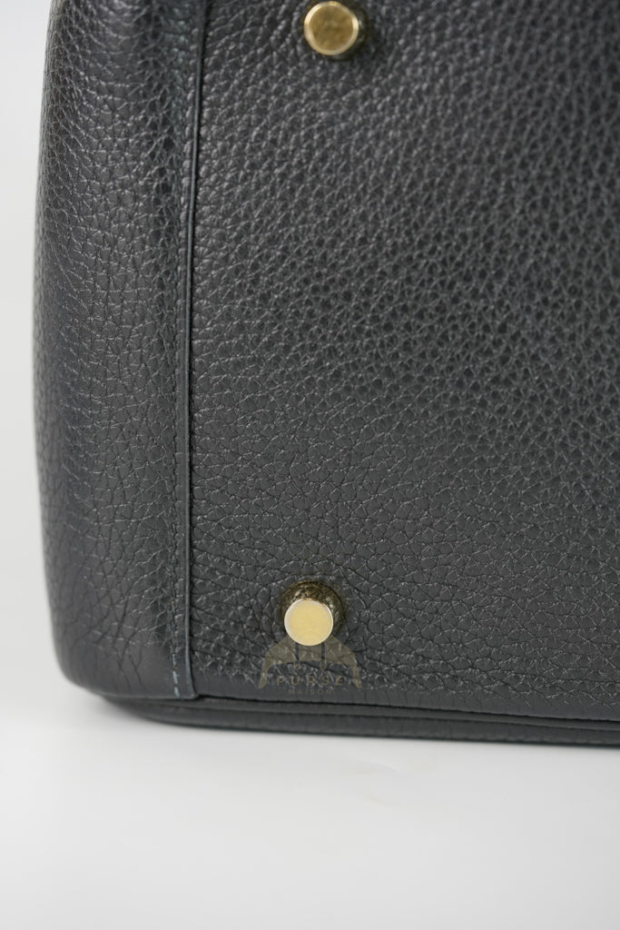 Lindy 30 in Black Clemence Leather Gold Hardware Stamp D(2019) | Purse Maison Luxury Bags Shop