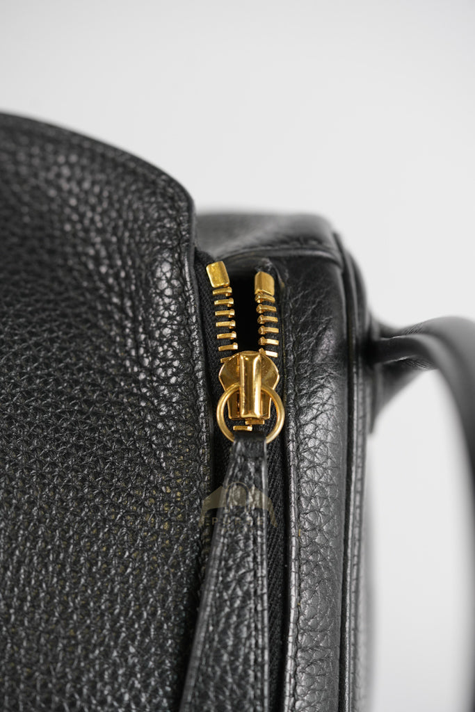 Lindy 30 in Black Clemence Leather Gold Hardware Stamp D(2019) | Purse Maison Luxury Bags Shop