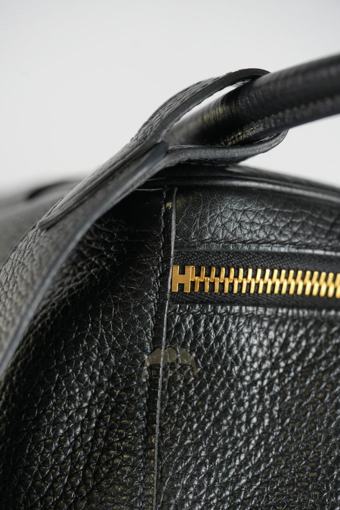 Lindy 30 in Black Clemence Leather Gold Hardware Stamp D(2019) | Purse Maison Luxury Bags Shop