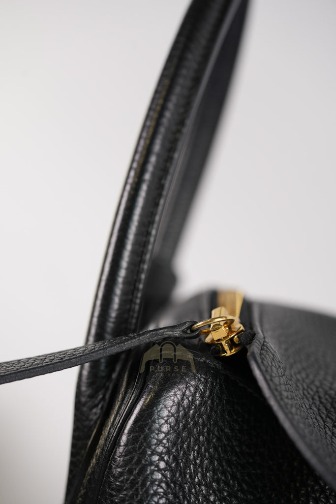 Lindy 30 in Black Clemence Leather Gold Hardware Stamp D(2019) | Purse Maison Luxury Bags Shop