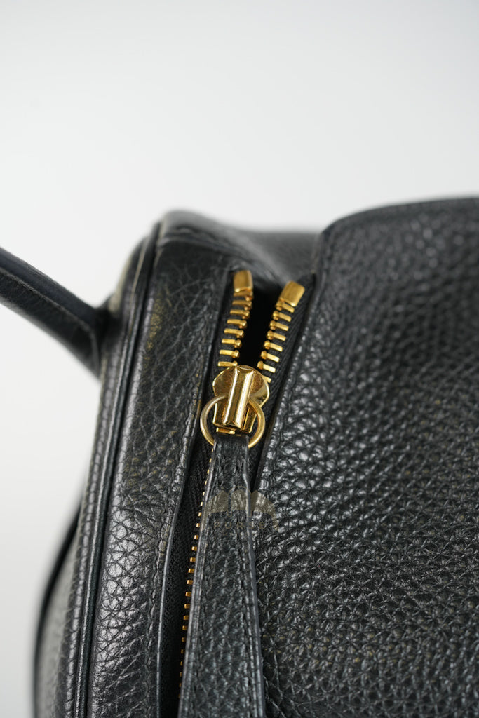 Lindy 30 in Black Clemence Leather Gold Hardware Stamp D(2019) | Purse Maison Luxury Bags Shop