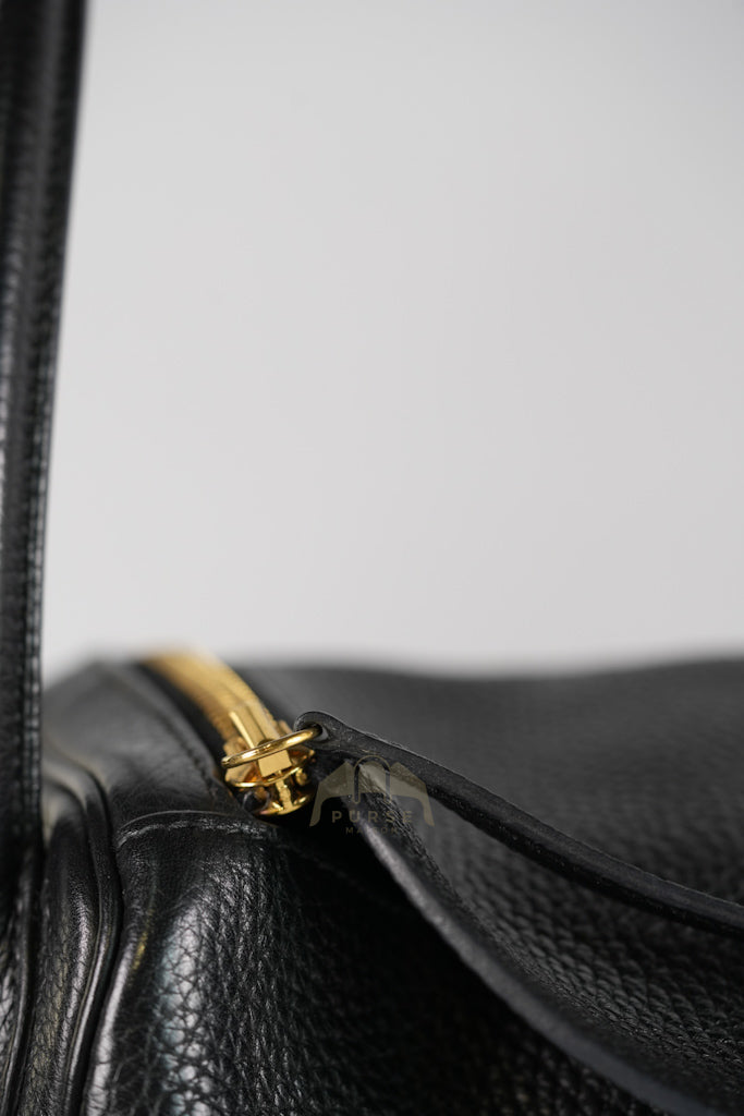 Lindy 30 in Black Clemence Leather Gold Hardware Stamp D(2019) | Purse Maison Luxury Bags Shop