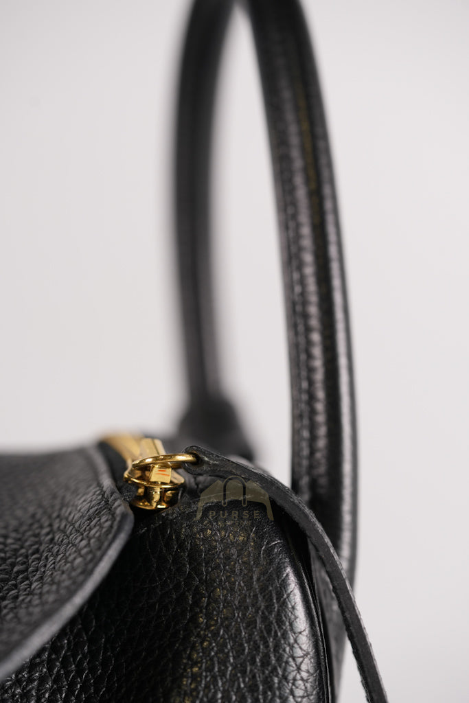 Lindy 30 in Black Clemence Leather Gold Hardware Stamp D(2019) | Purse Maison Luxury Bags Shop
