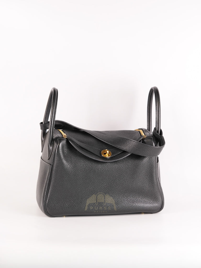 Lindy 30 in Black Clemence Leather Gold Hardware Stamp D(2019) | Purse Maison Luxury Bags Shop