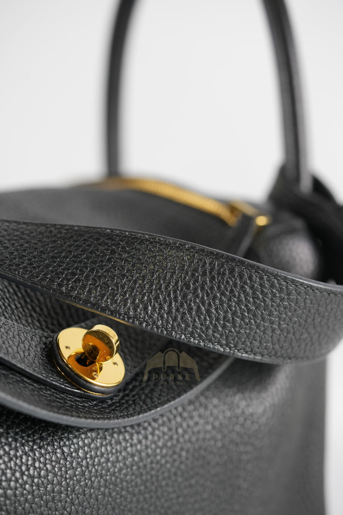 Lindy 30 in Black Clemence Leather Gold Hardware Stamp D(2019) | Purse Maison Luxury Bags Shop