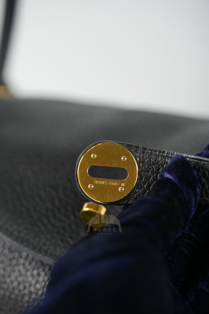 Lindy 30 in Black Clemence Leather Gold Hardware Stamp D(2019) | Purse Maison Luxury Bags Shop
