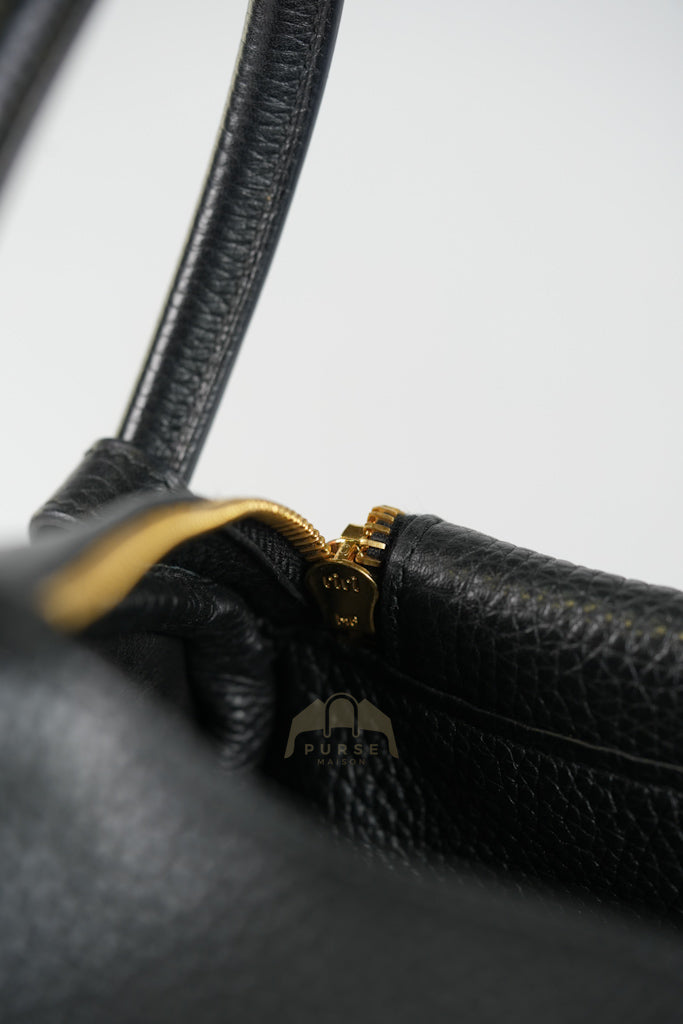Lindy 30 in Black Clemence Leather Gold Hardware Stamp D(2019) | Purse Maison Luxury Bags Shop