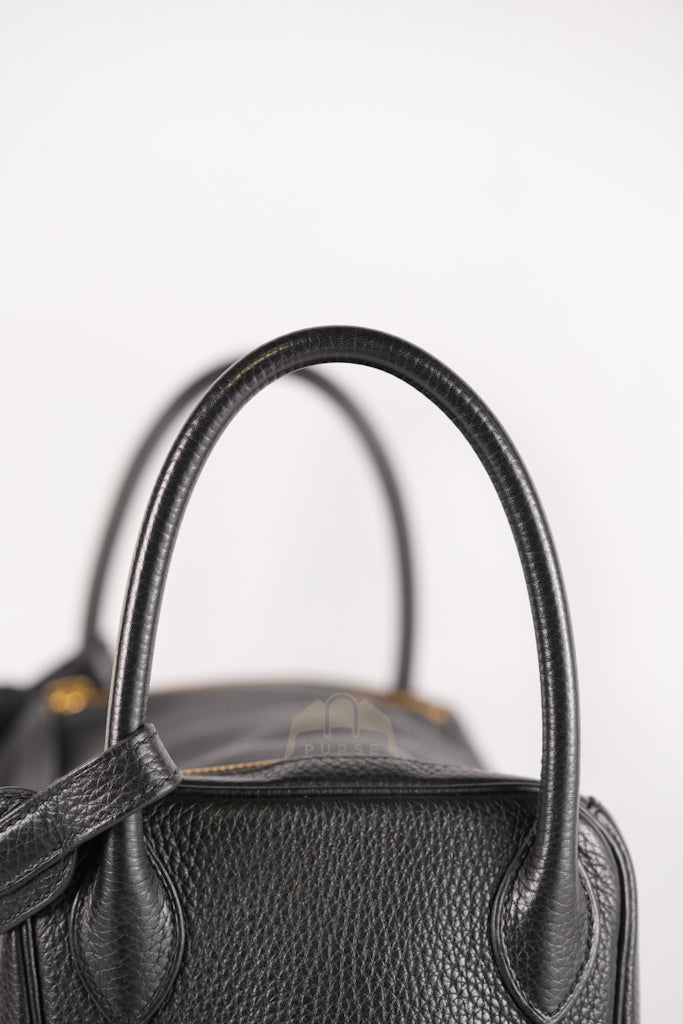 Lindy 30 in Black Clemence Leather Gold Hardware Stamp D(2019) | Purse Maison Luxury Bags Shop