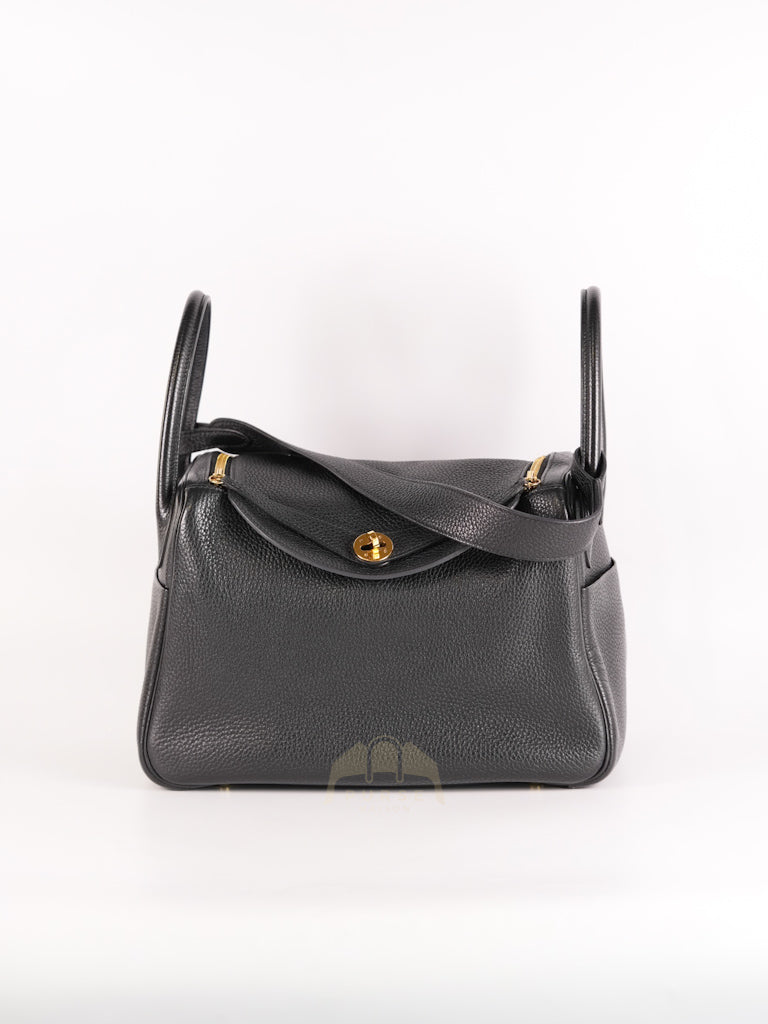 Lindy 30 in Black Clemence Leather Gold Hardware Stamp D(2019) | Purse Maison Luxury Bags Shop