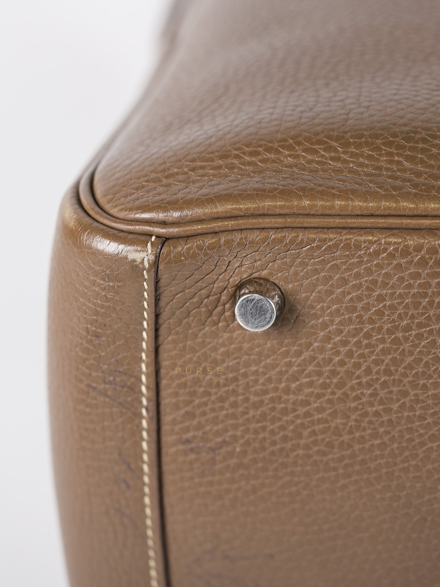 Lindy 30 in Etoupe Clemence Leather & Palladium Hardware Stamp A(2017) | Purse Maison Luxury Bags Shop